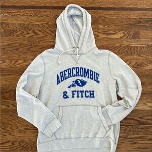 Abercrombie & Fitch Light Gray Hoodie with Blue Logo